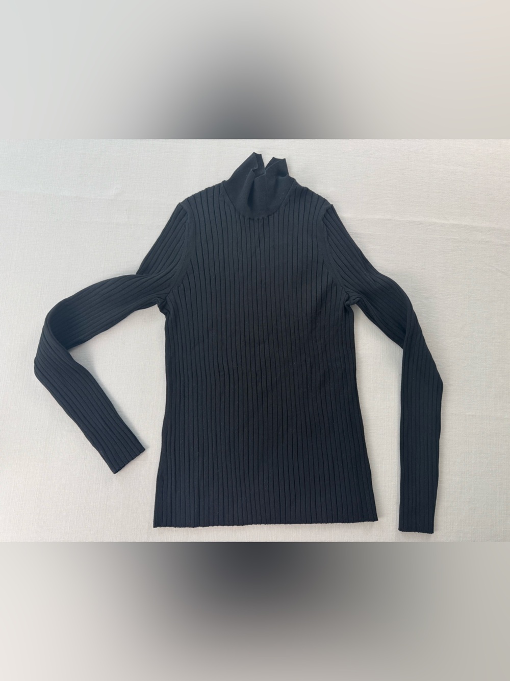 Lafayette 148 New York Knit Mock Turtleneck Sweater Women's L Black Wool Blend